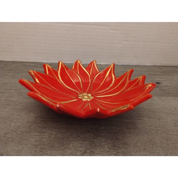 70s ATLANTIC MOLD Poinsettia Flower Trinket Dish - Picture 2 of 5